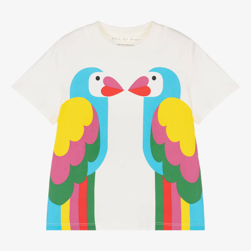 Stella McCartney Kids-تيشيرت قطن عضوي لون عاجي للبنات | Childrensalon Outlet