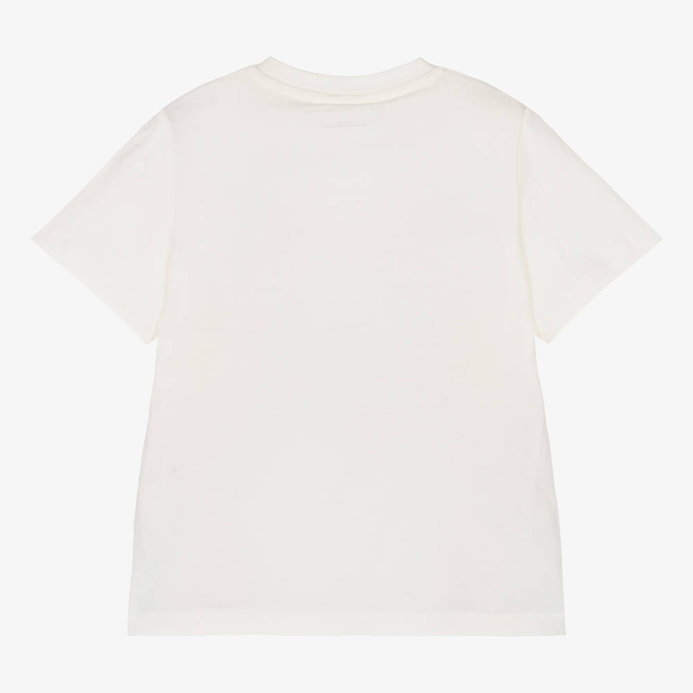 Tシャツ・カットソー STELLA MCCARTNEY Cotton T-shirt with logo print IVORY Stella McCartney Kids - Girls Ivory Organic Cotton Parrot T
