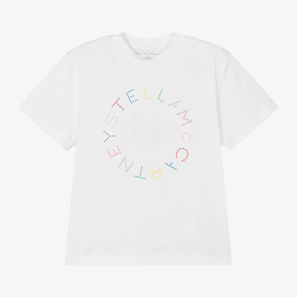 Stella McCartney Kids-Girls Ivory Organic Cotton T-Shirt | Childrensalon Outlet