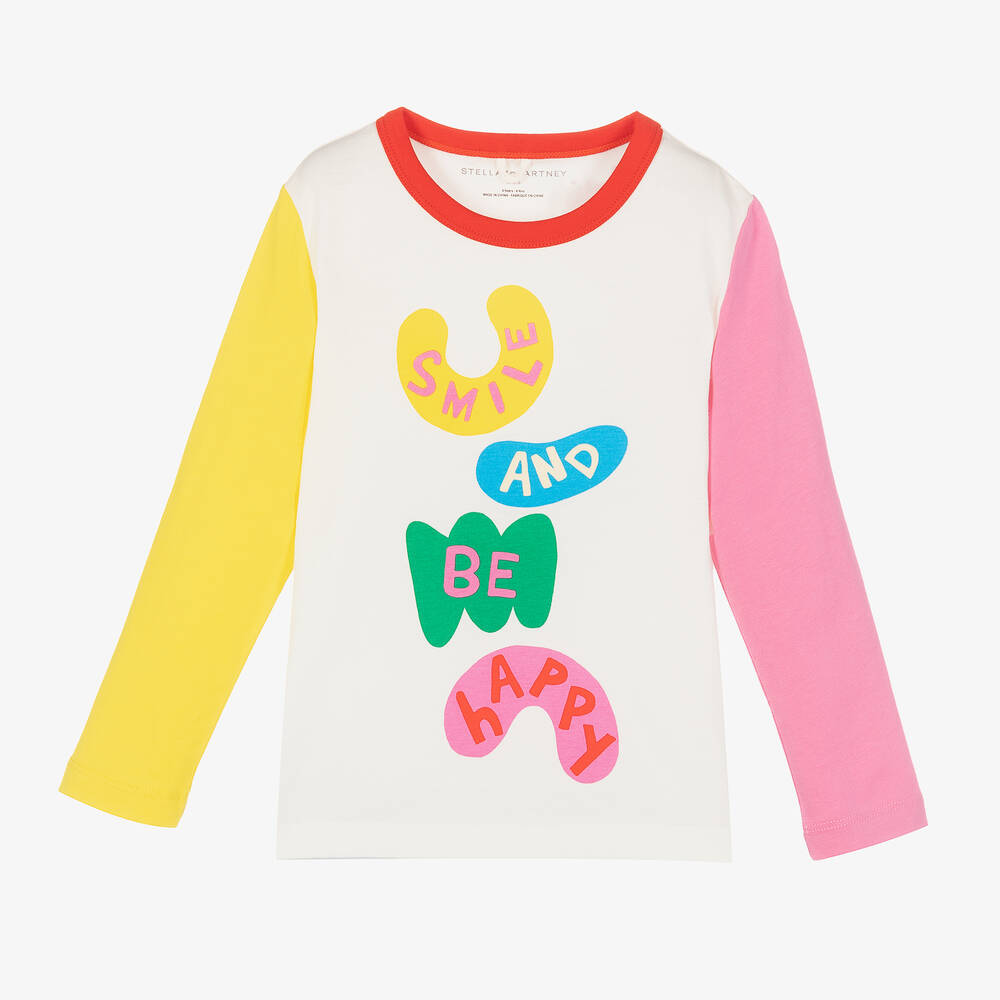 Stella McCartney Kids - Girls Ivory Raglan Slogan Top | Childrensalon