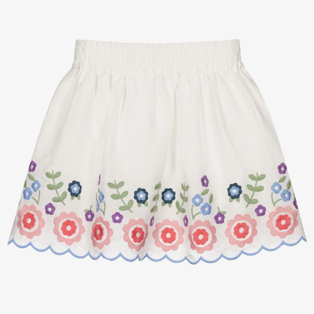 Stella McCartney Kids-Girls Ivory Ramie Skirt | Childrensalon Outlet