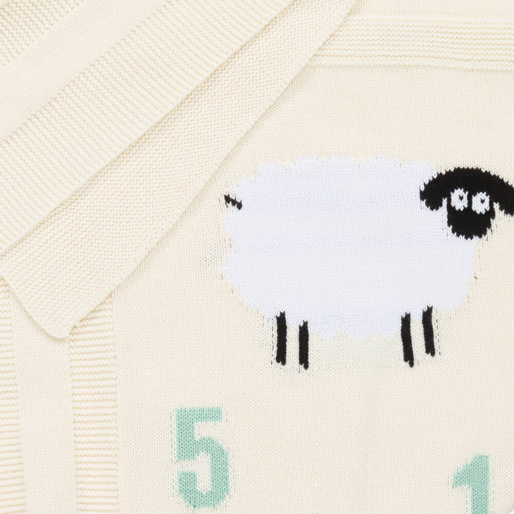 Stella McCartney Kids-Girls Ivory Sheep Knit Blanket | Childrensalon Outlet