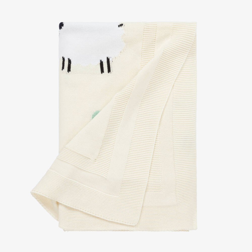 Stella McCartney Kids-Girls Ivory Sheep Knit Blanket | Childrensalon Outlet