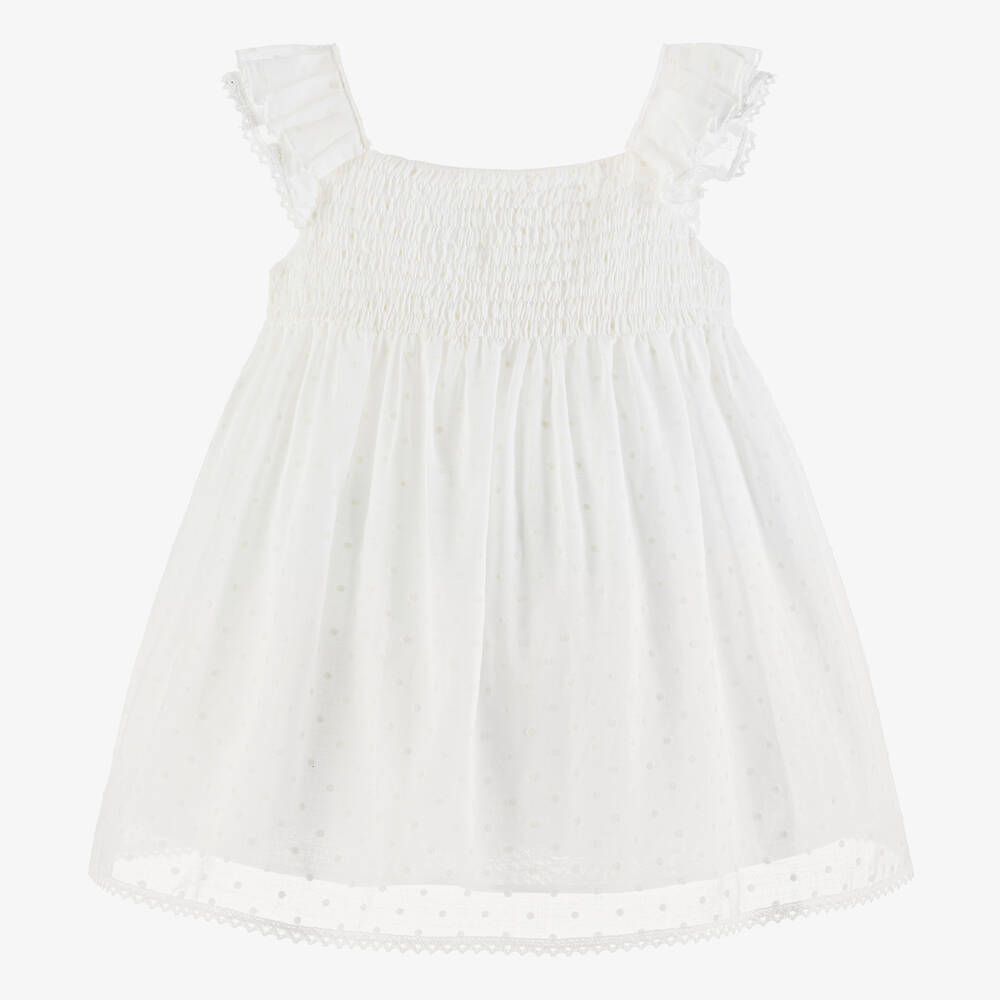 Stella McCartney Kids-فستان أطفال بناتي قطن عضوي فوال لون عاجي | Childrensalon Outlet