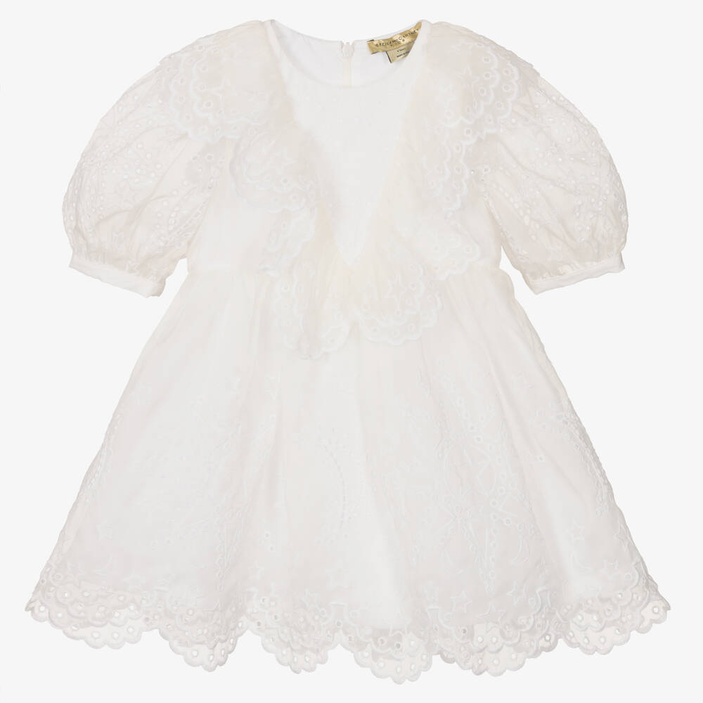 Stella McCartney Kids-فستان حرير أورغانزا لون عاجي | Childrensalon Outlet