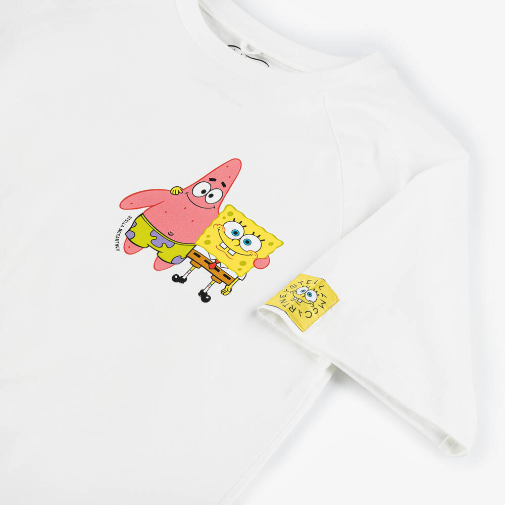 Stella McCartney Kids-Кремовая футболка SpongeBob для девочек | Childrensalon Outlet