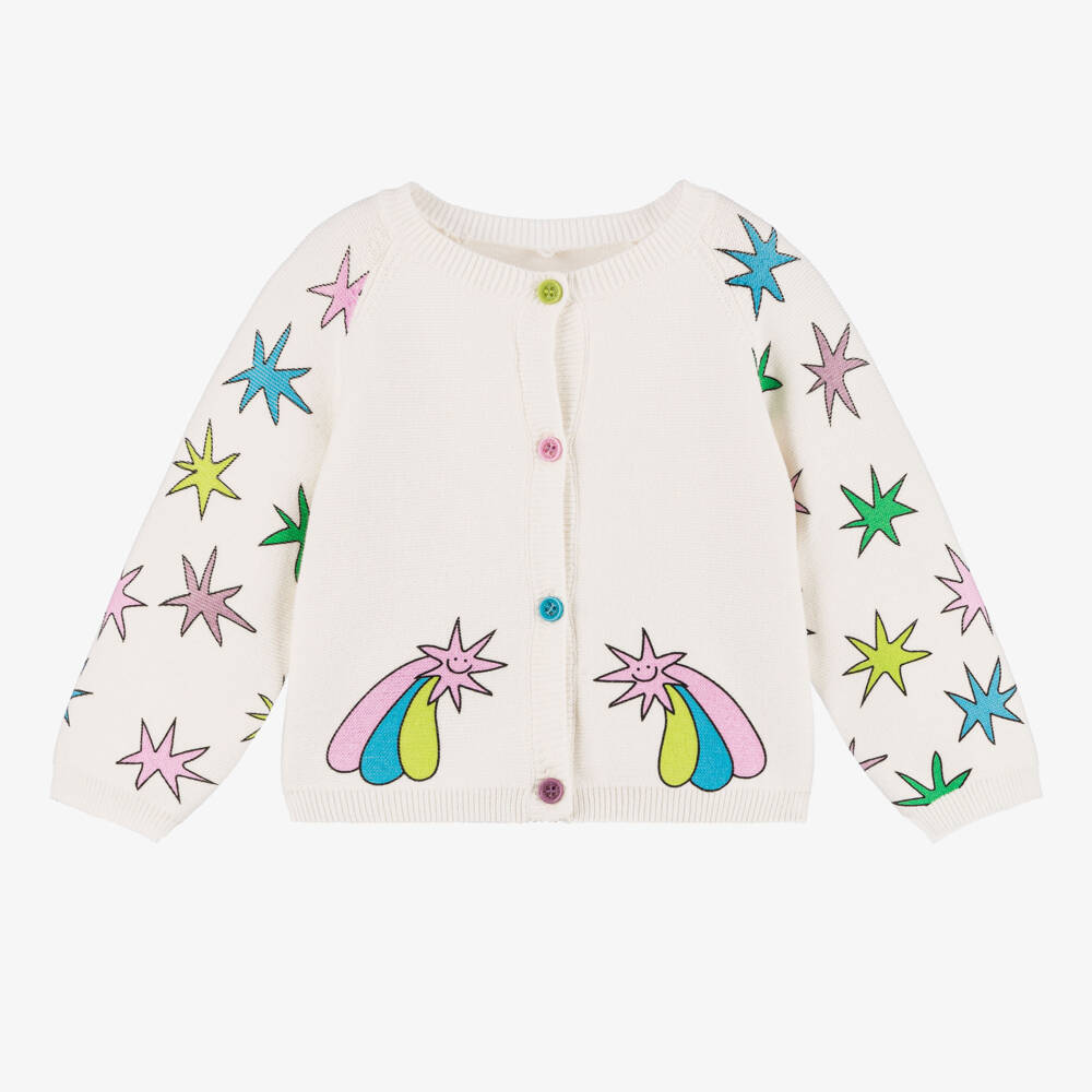 Stella McCartney Kids-Girls Ivory Star Knit Cardigan | Childrensalon Outlet