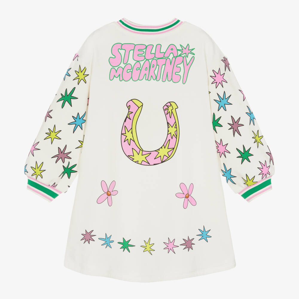 Stella McCartney Kids-Girls Ivory Starry Cotton Dress | Childrensalon Outlet