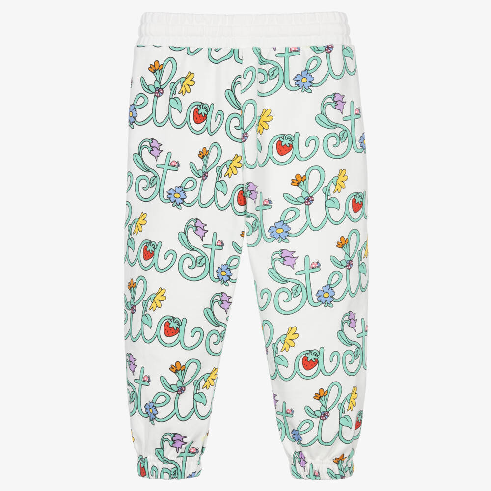 Stella McCartney Kids-Girls Ivory Stella Vine Print Cotton Joggers | Childrensalon Outlet
