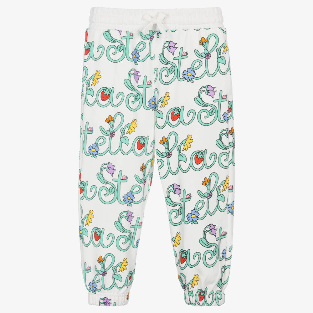 Stella McCartney Kids-Girls Ivory Stella Vine Print Cotton Joggers | Childrensalon Outlet