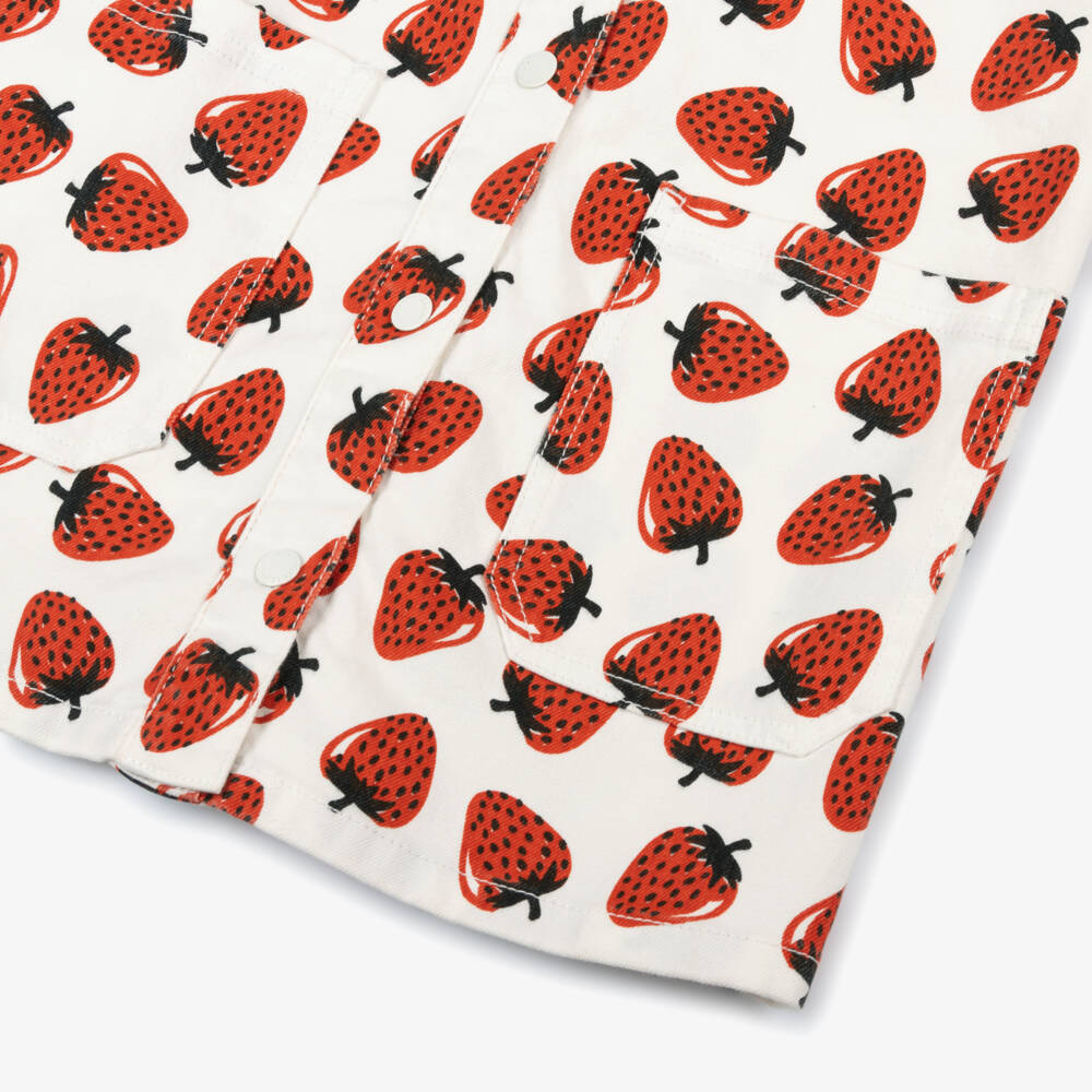 Stella McCartney Kids-Girls Ivory Strawberry Denim Pinafore | Childrensalon Outlet