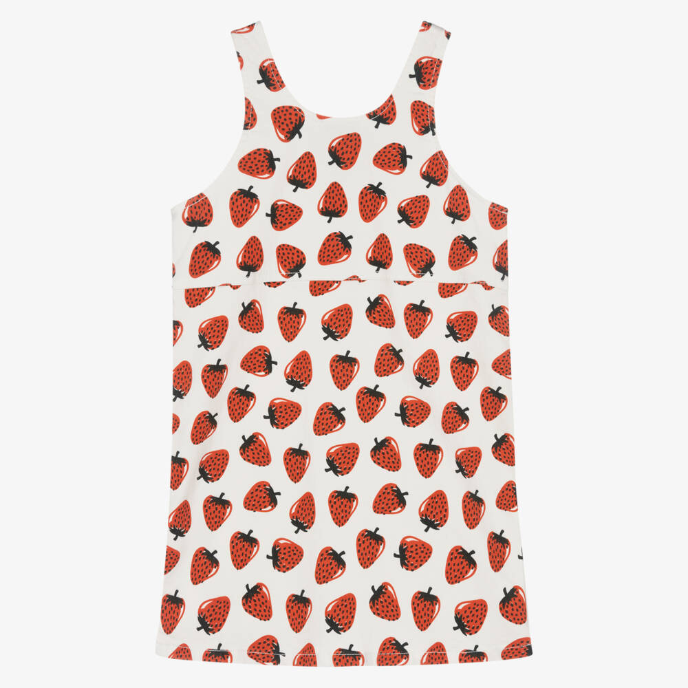 Stella McCartney Kids-Girls Ivory Strawberry Denim Pinafore | Childrensalon Outlet