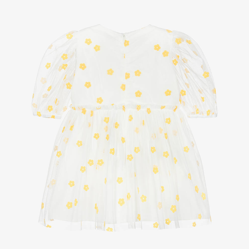 Stella McCartney Kids-Girls Ivory Tulle Dress with Yellow Flowers | Childrensalon Outlet