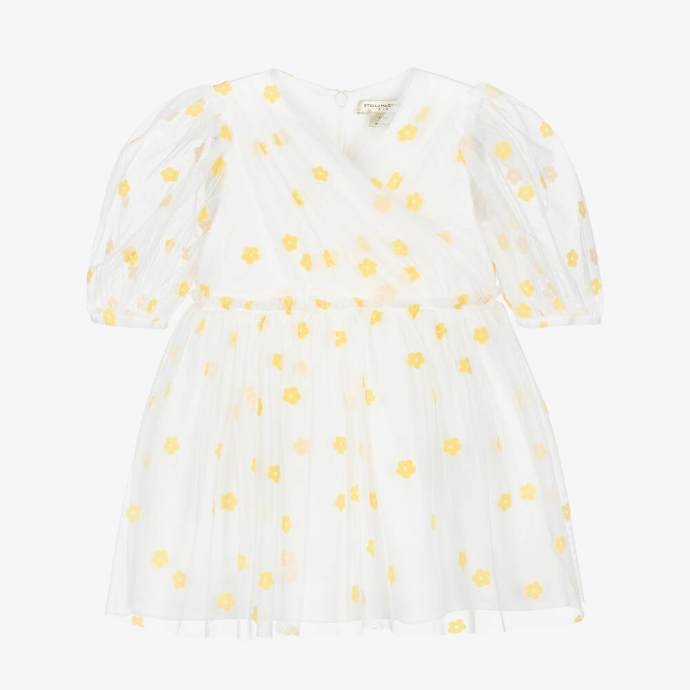 Stella McCartney Kids-Girls Ivory Tulle Dress with Yellow Flowers | Childrensalon Outlet