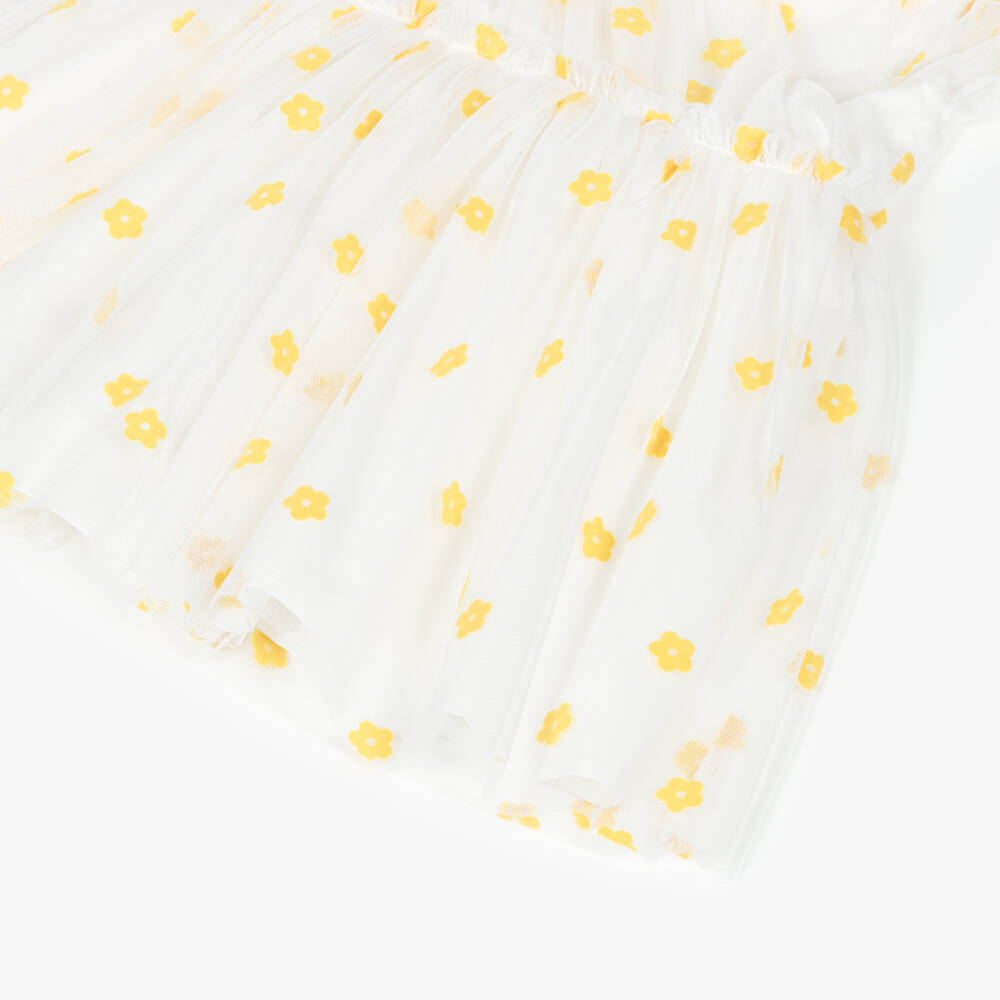Stella McCartney Kids-Girls Ivory Tulle Dress with Yellow Flowers | Childrensalon Outlet