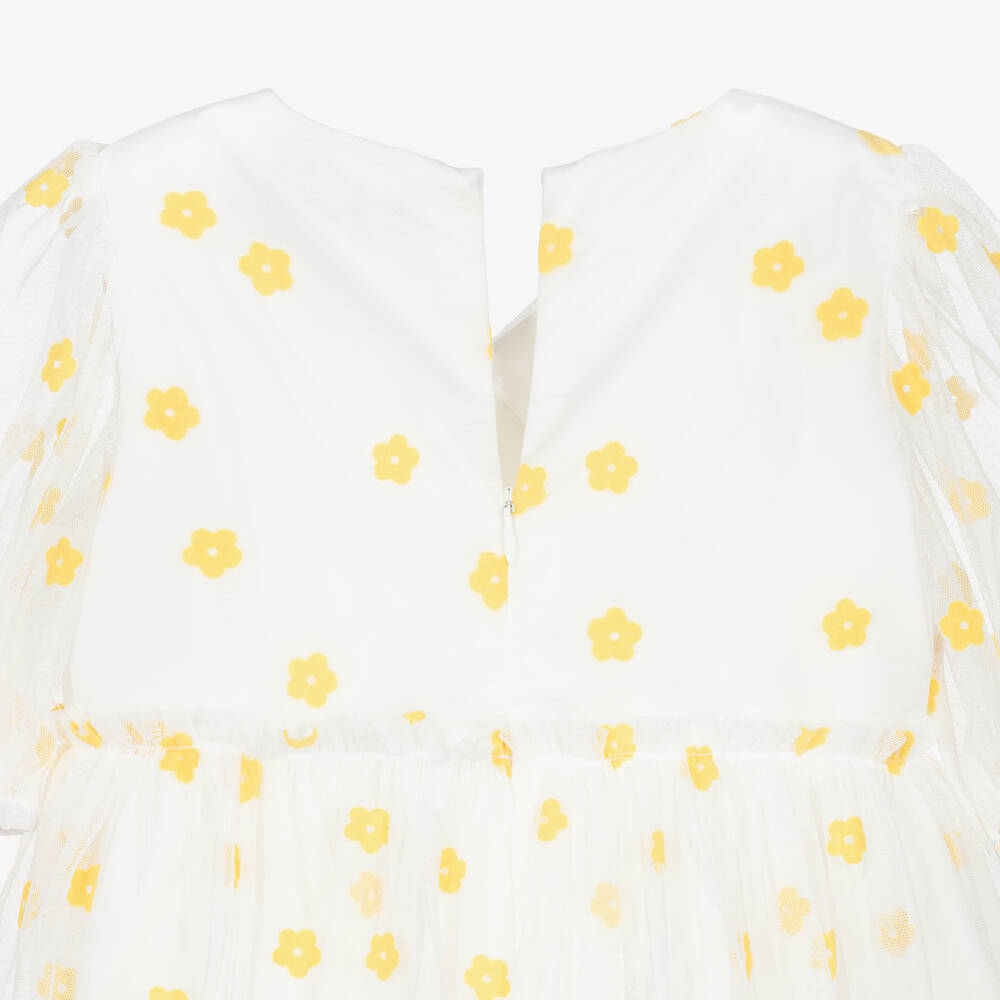 Stella McCartney Kids-Girls Ivory Tulle Dress with Yellow Flowers | Childrensalon Outlet