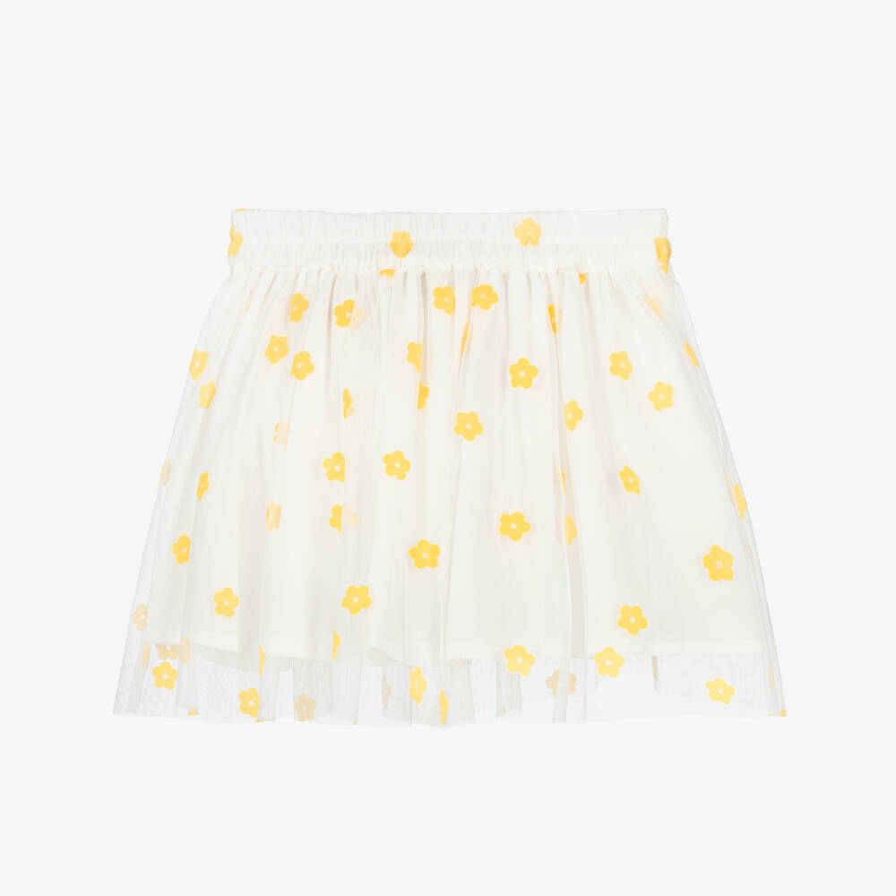 Stella McCartney Kids-Girls Ivory Tulle Skirt with Yellow Flowers | Childrensalon Outlet