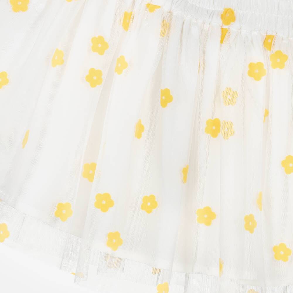 Stella McCartney Kids-Girls Ivory Tulle Skirt with Yellow Flowers | Childrensalon Outlet