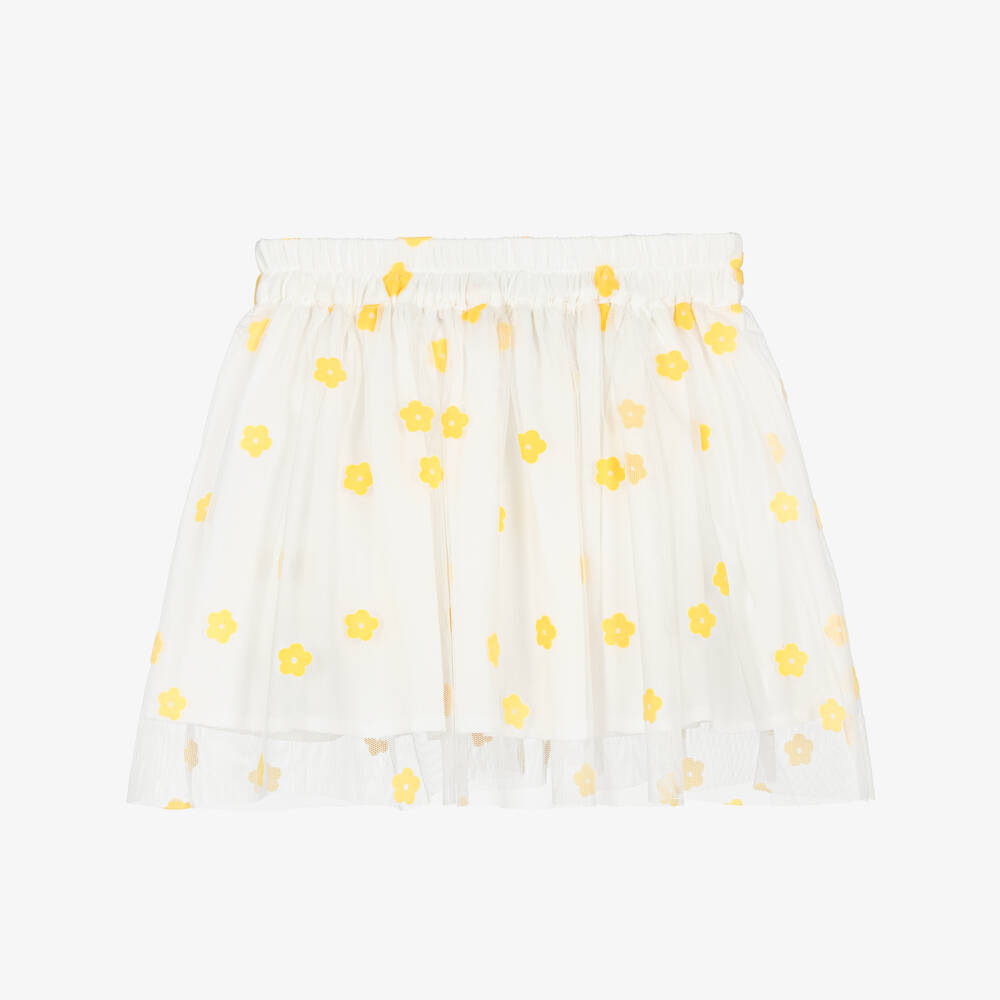 Stella McCartney Kids-Girls Ivory Tulle Skirt with Yellow Flowers | Childrensalon Outlet