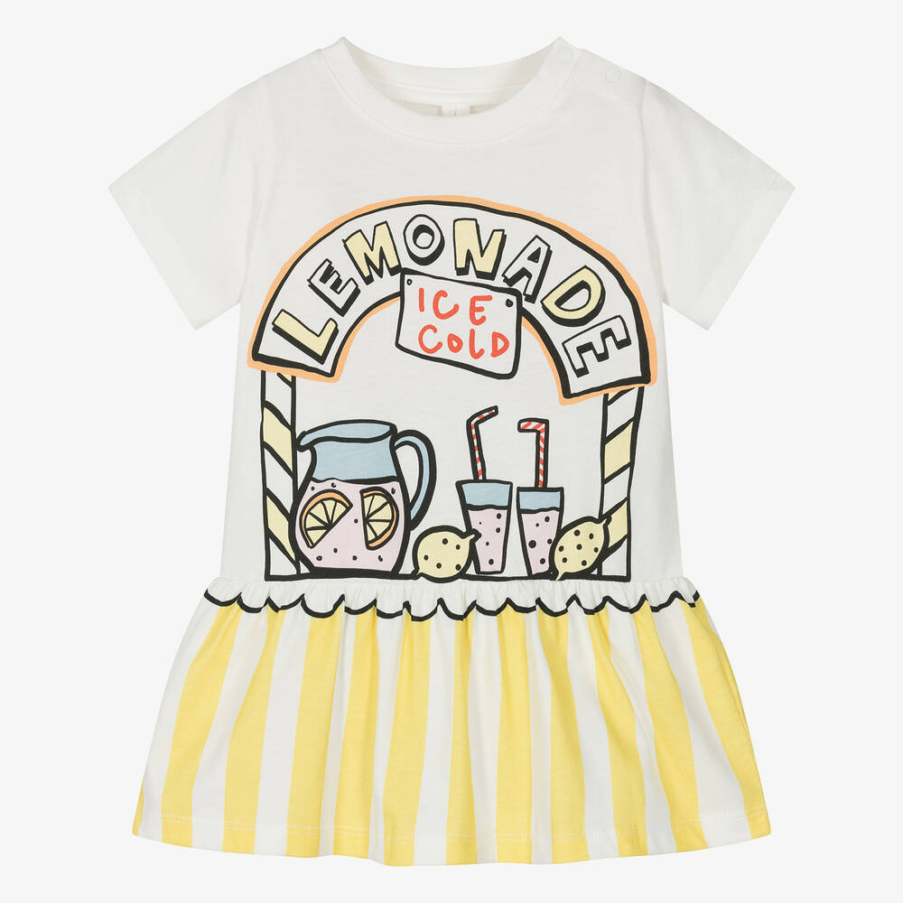 Stella McCartney Kids-Girls Ivory & Yellow Organic Cotton Dress | Childrensalon Outlet