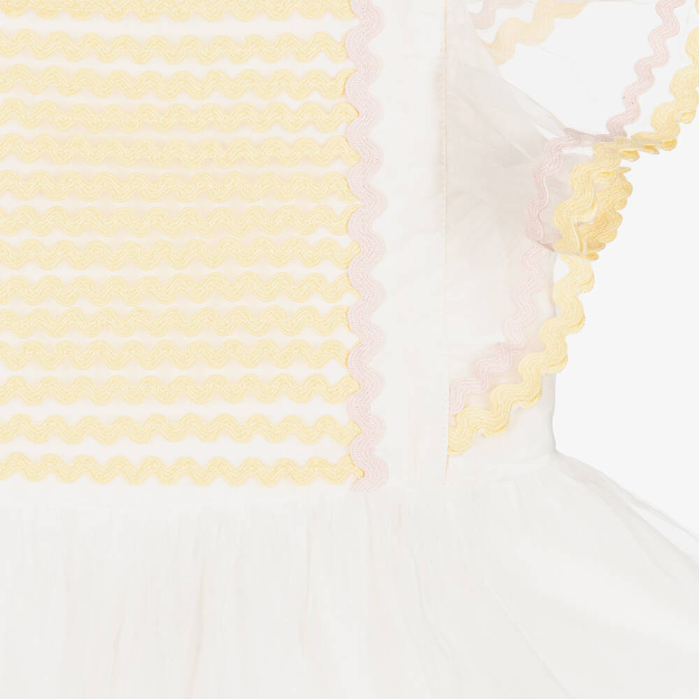 Stella McCartney Kids-Кремово-желтое платье из органзы | Childrensalon Outlet