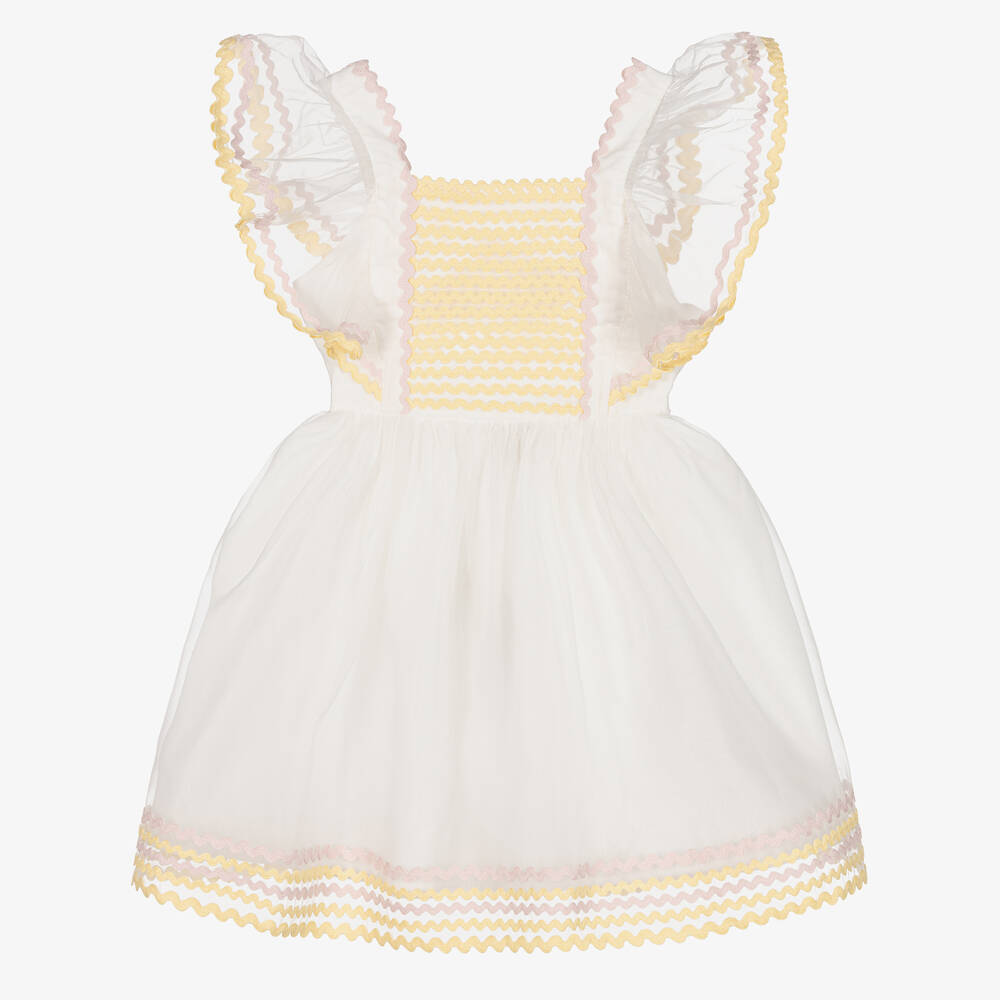 Stella McCartney Kids - Organzakleid in Elfenbein und Gelb | Childrensalon