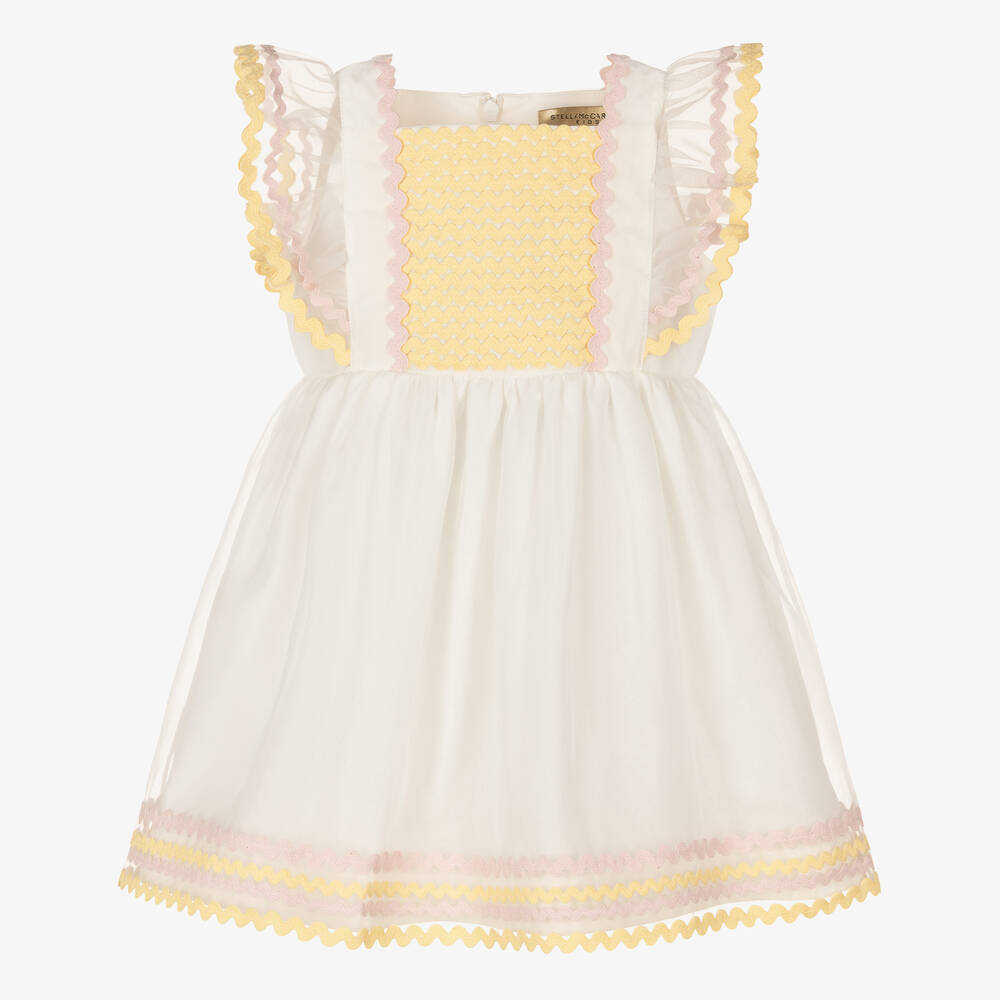 Stella McCartney Kids - Girls Ivory & Yellow Organza Dress | Childrensalon