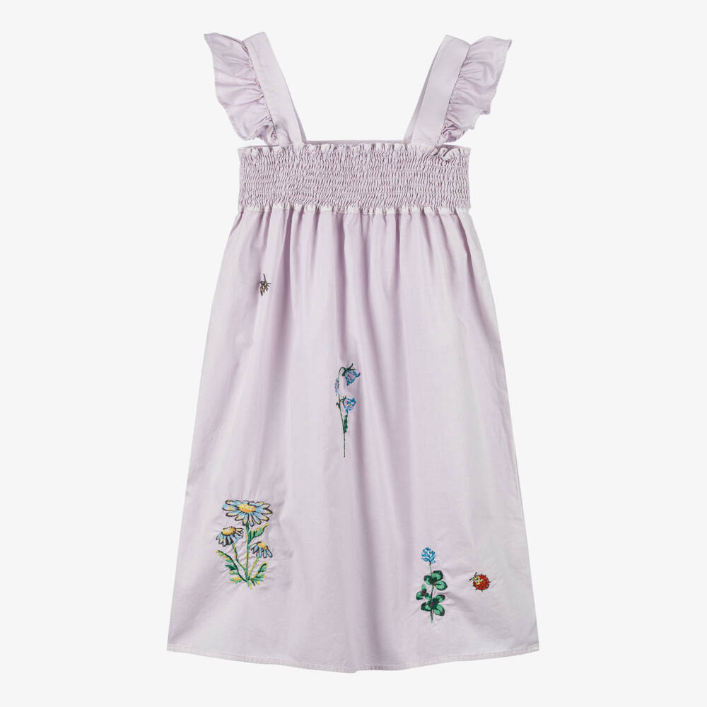 Stella McCartney Kids-Girls Lavender Cotton Floral Dress | Childrensalon Outlet