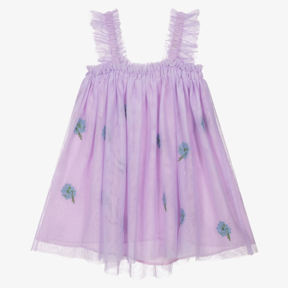Stella McCartney Kids-Girls Lavender Floral Tulle Gown | Childrensalon Outlet