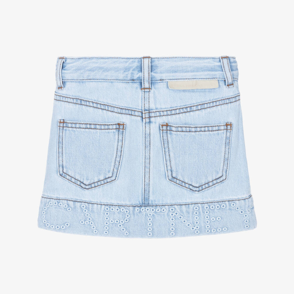 Stella McCartney Kids-Джинсовая юбка с логотипом синяя для девочек | Childrensalon Outlet
