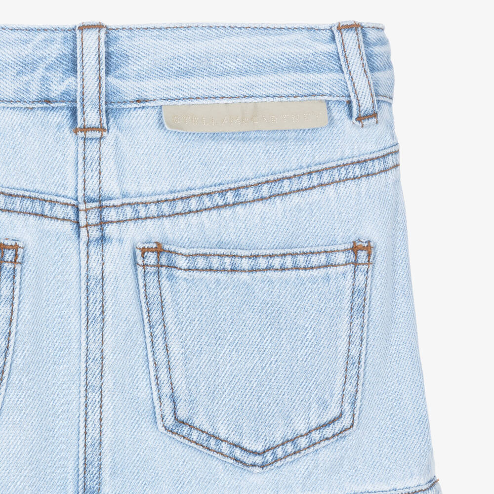 Stella McCartney Kids-Джинсовая юбка с логотипом синяя для девочек | Childrensalon Outlet