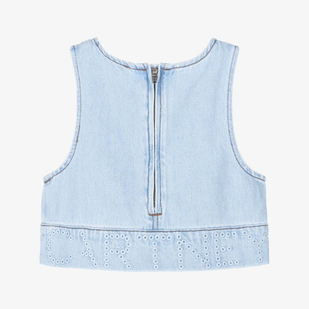 Stella McCartney Kids-Синий джинсовый топ без рукавов для девочек | Childrensalon Outlet