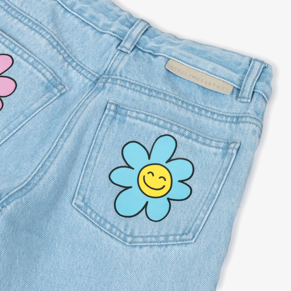Stella McCartney Kids-بنطلون جينز أزرق فاتح مزين بالزهور للبنات | Childrensalon Outlet