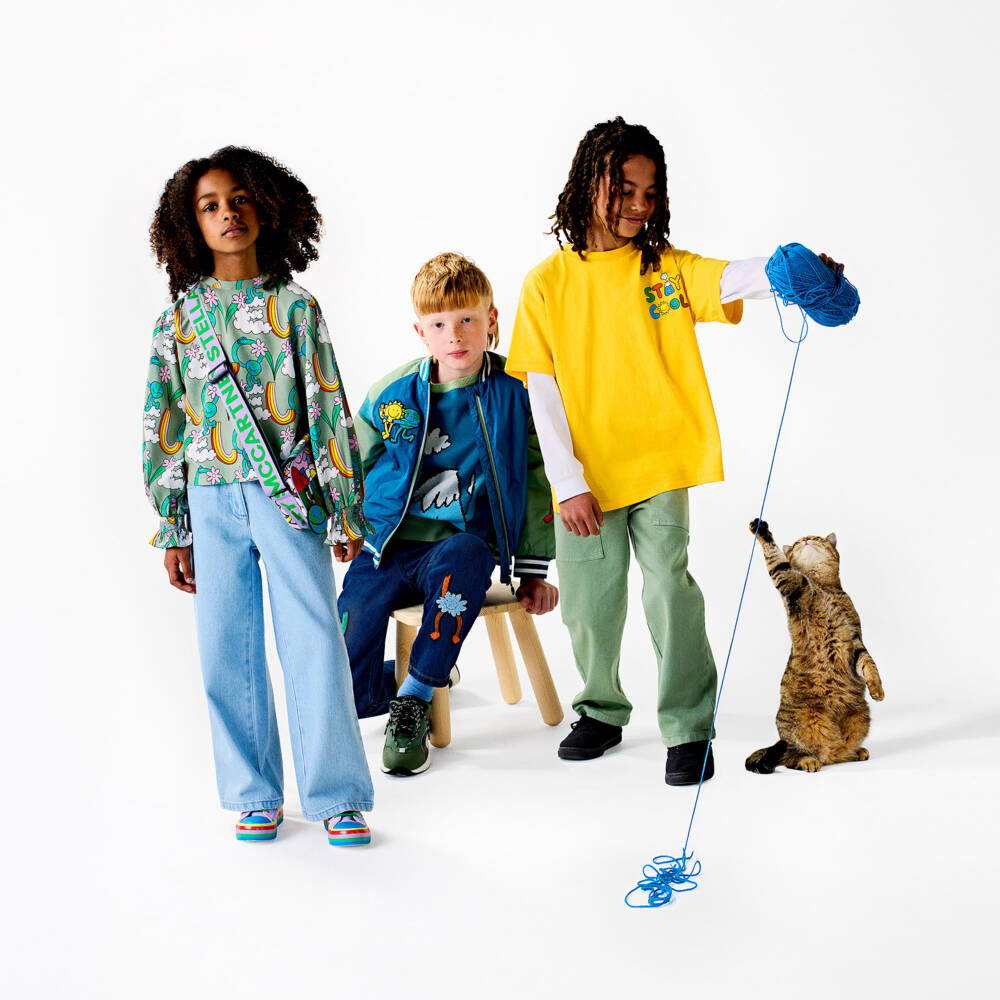 Stella McCartney Kids-بنطلون جينز أزرق فاتح مزين بالزهور للبنات | Childrensalon Outlet