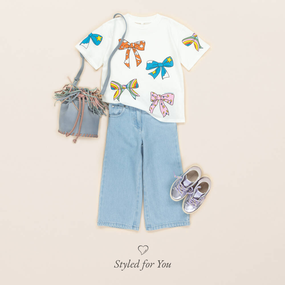 Stella McCartney Kids-بنطلون جينز أزرق فاتح مزين بالزهور للبنات | Childrensalon Outlet
