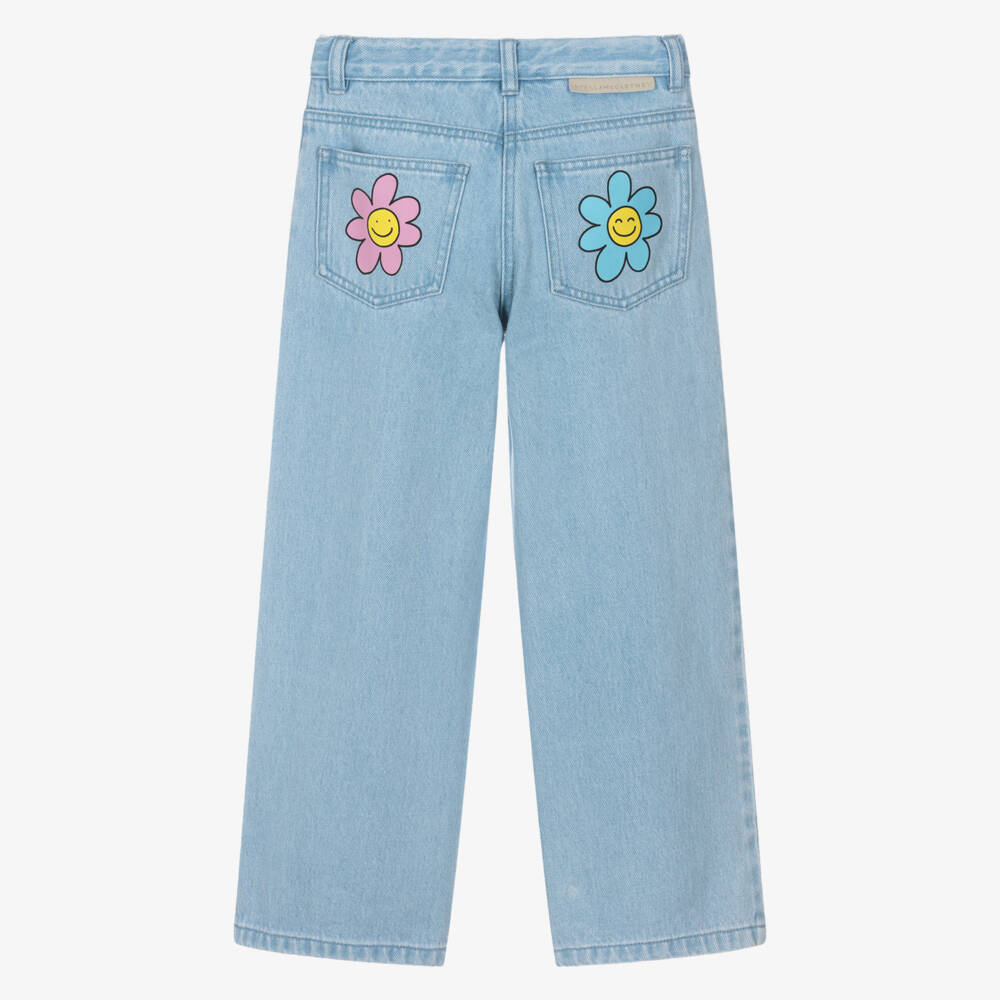 Stella McCartney Kids-بنطلون جينز أزرق فاتح مزين بالزهور للبنات | Childrensalon Outlet