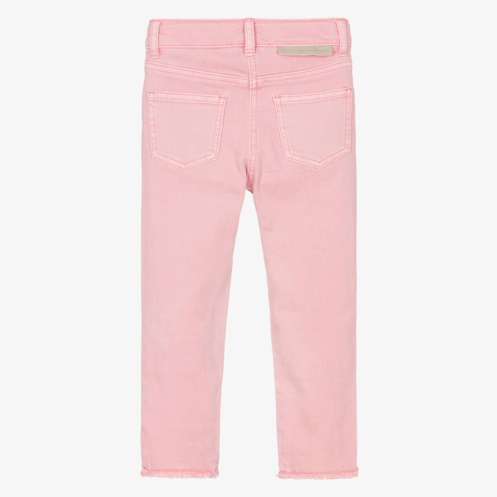 Stella McCartney Kids-Girls Light Pink Skinny Jeans with Frayed Cuffs | Childrensalon Outlet