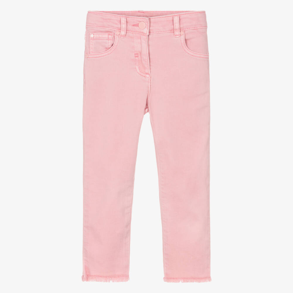 Stella McCartney Kids-Girls Light Pink Skinny Jeans with Frayed Cuffs | Childrensalon Outlet