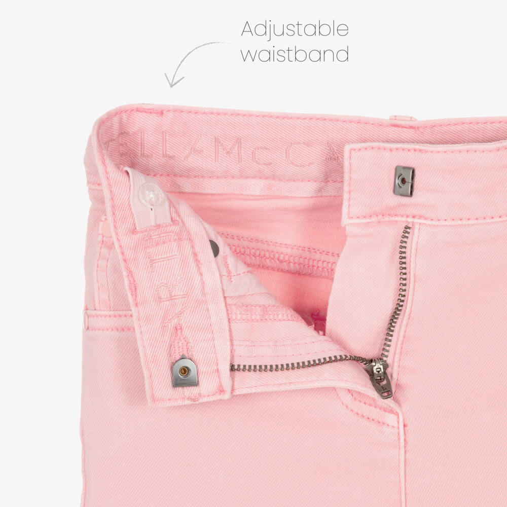Stella McCartney Kids-Girls Light Pink Skinny Jeans with Frayed Cuffs | Childrensalon Outlet