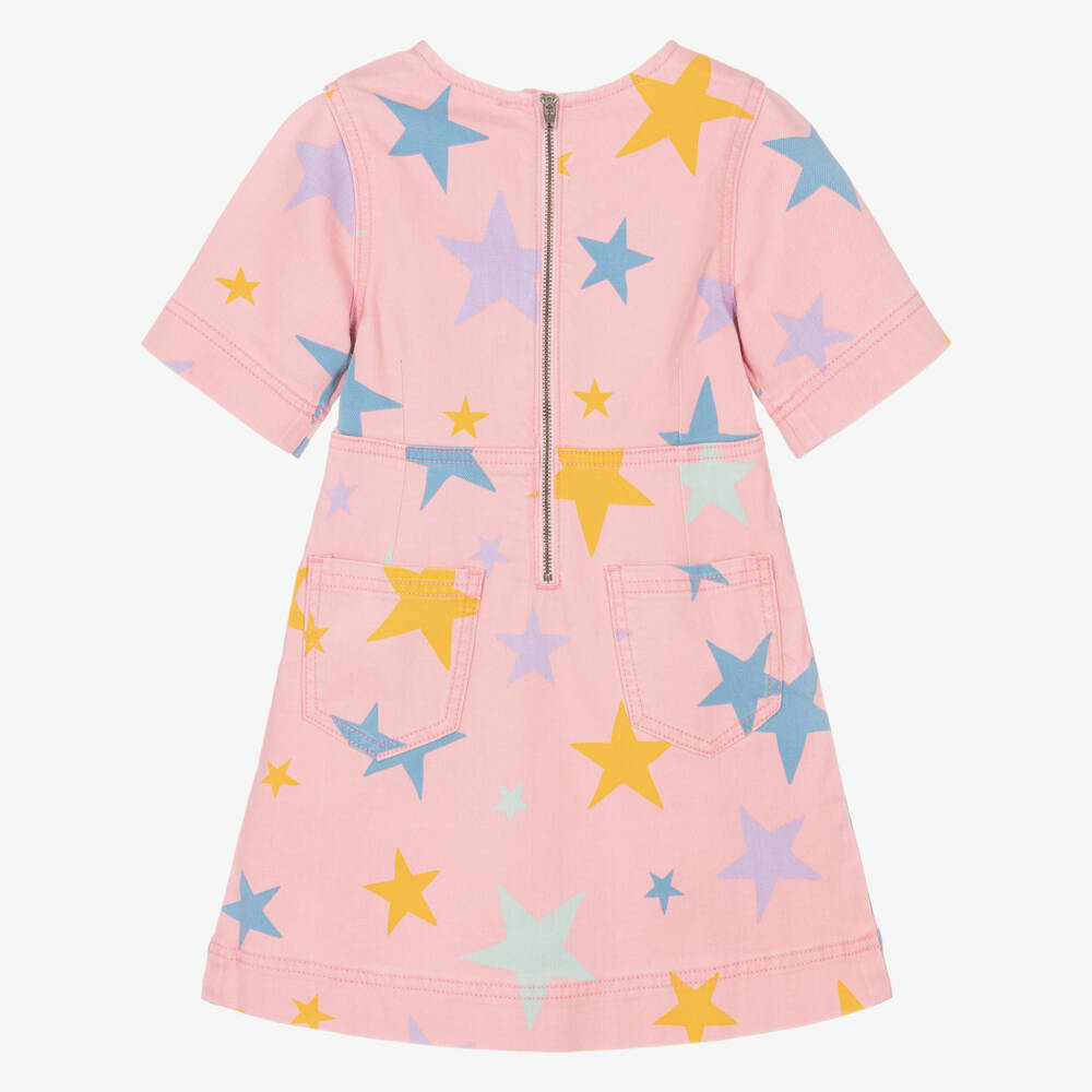 Stella McCartney Kids-Girls Light Pink Star Print Denim Dress | Childrensalon Outlet