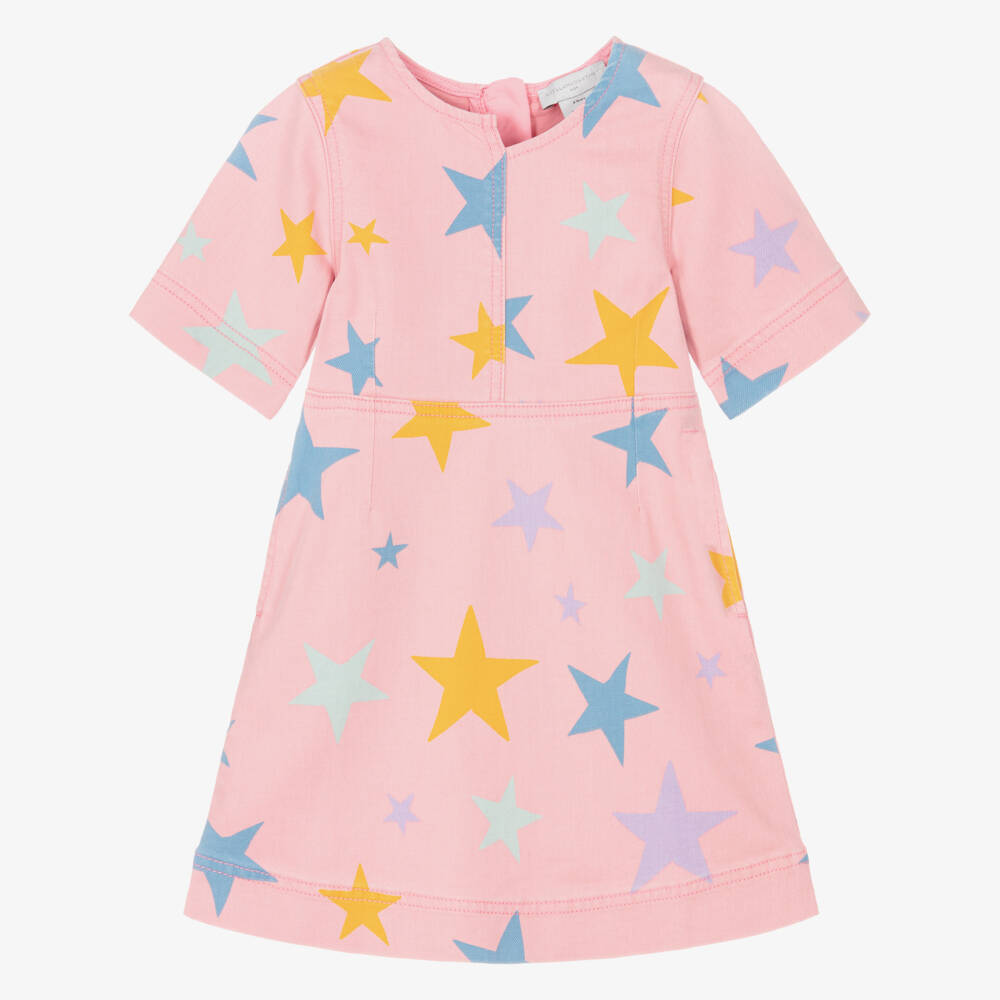 Stella McCartney Kids-Girls Light Pink Star Print Denim Dress | Childrensalon Outlet