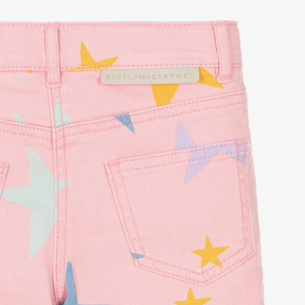Stella McCartney Kids-Розовые джинсовые шорты со звездами для девочек | Childrensalon Outlet