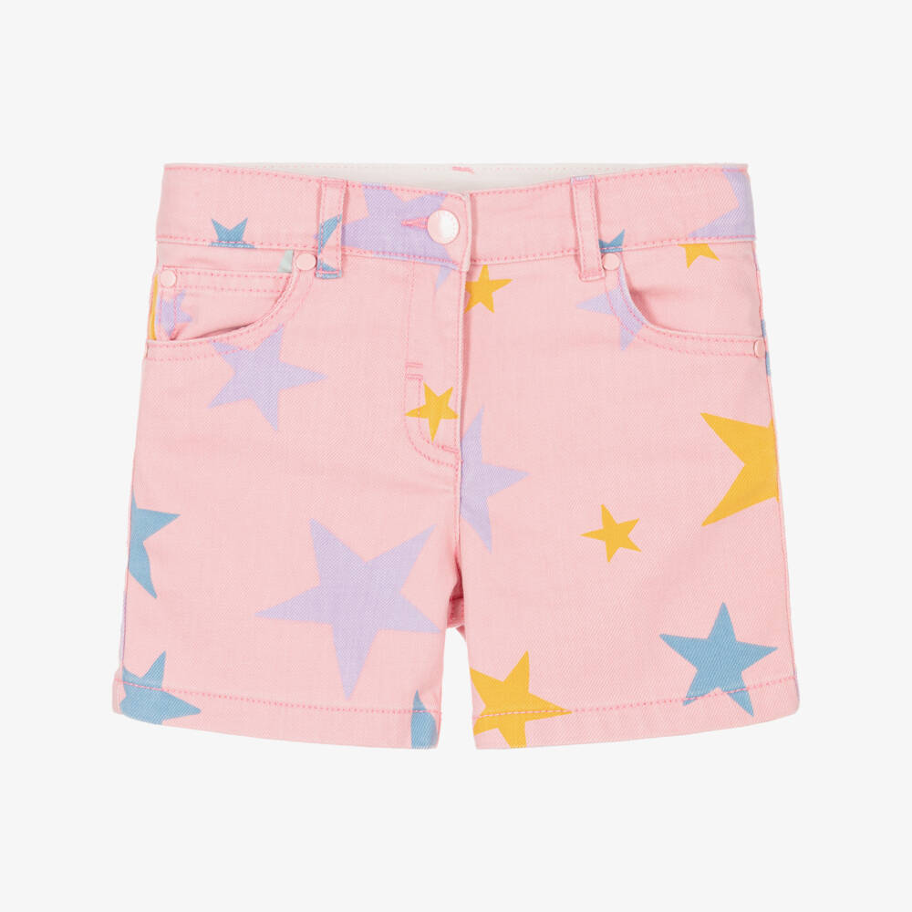 Stella McCartney Kids-Розовые джинсовые шорты со звездами для девочек | Childrensalon Outlet