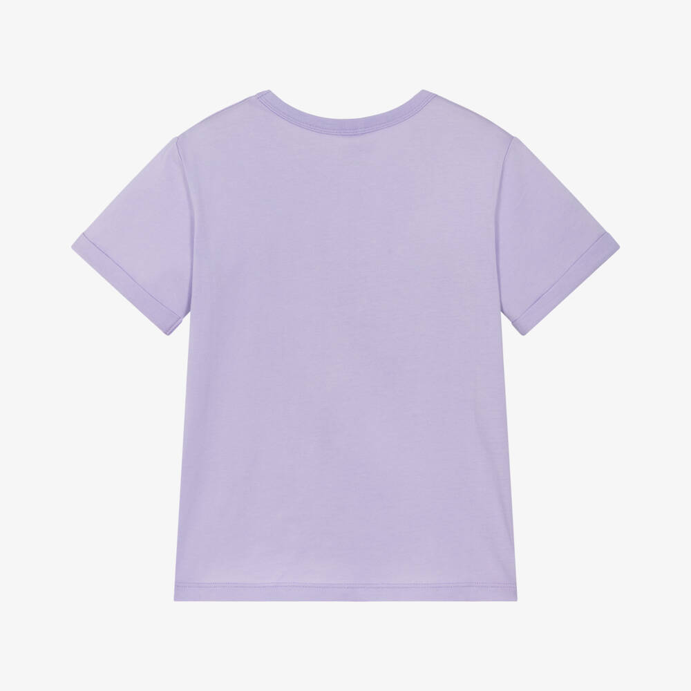 Stella McCartney Kids-Girls Lilac Cat-Print Cotton Tee | Childrensalon Outlet