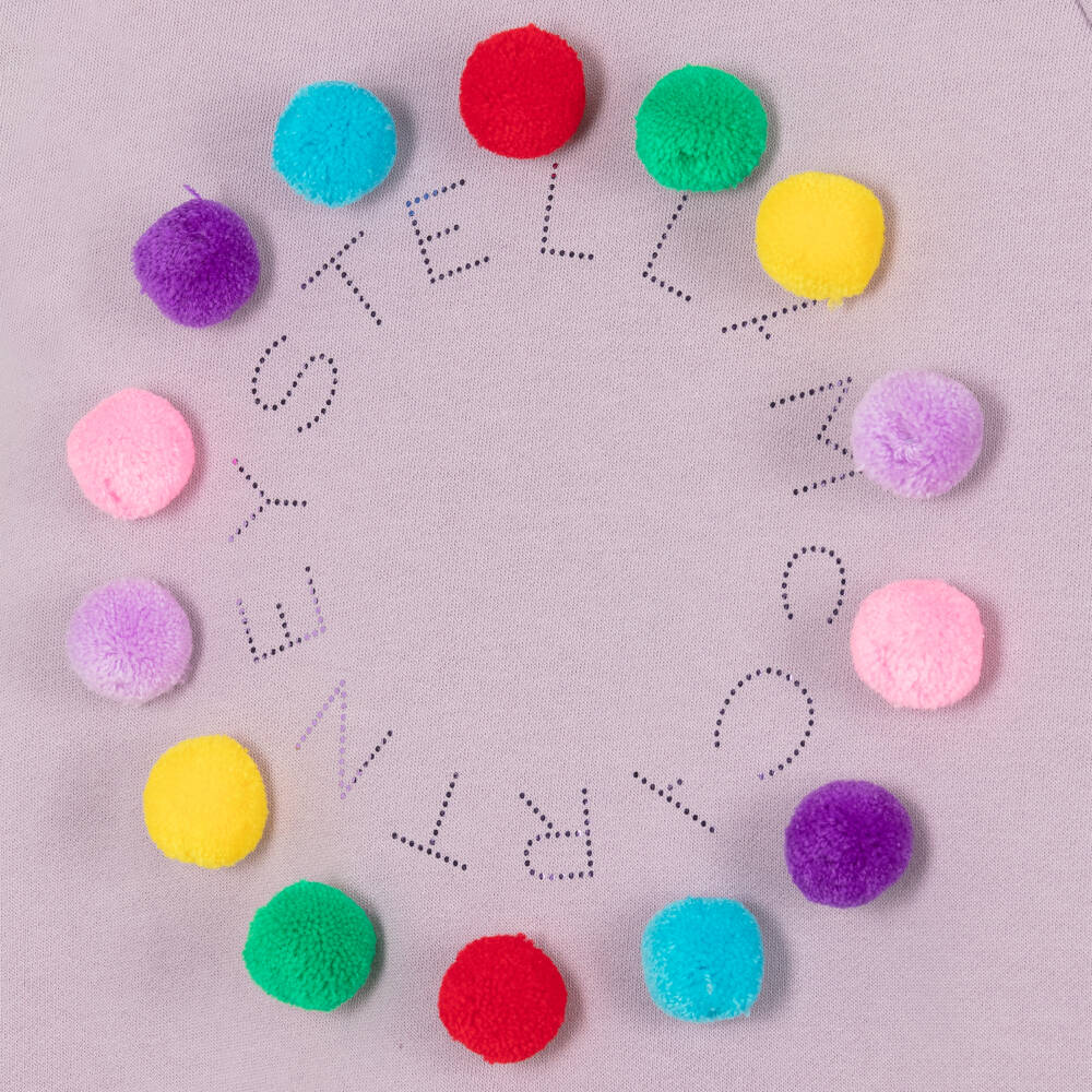 Stella McCartney Kids-Girls Lilac Cotton Pom-Pom Jumper | Childrensalon Outlet