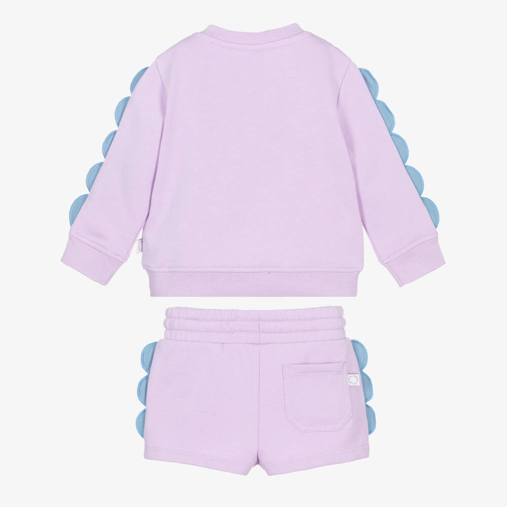 Stella McCartney Kids-Girls Lilac Cotton Shorts Set with Fish Print | Childrensalon Outlet
