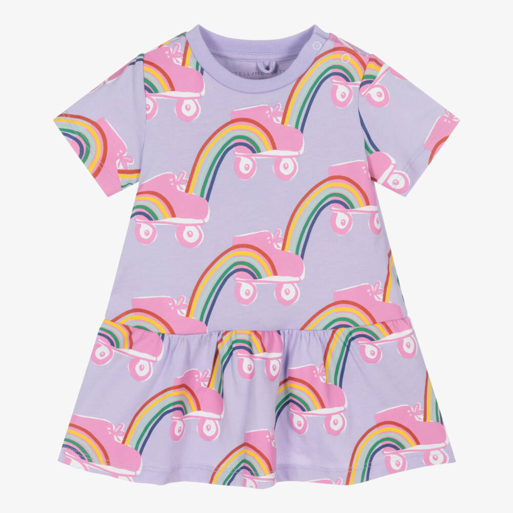 Stella McCartney Kids-فستان قطن بنفسجي للبنات | Childrensalon Outlet