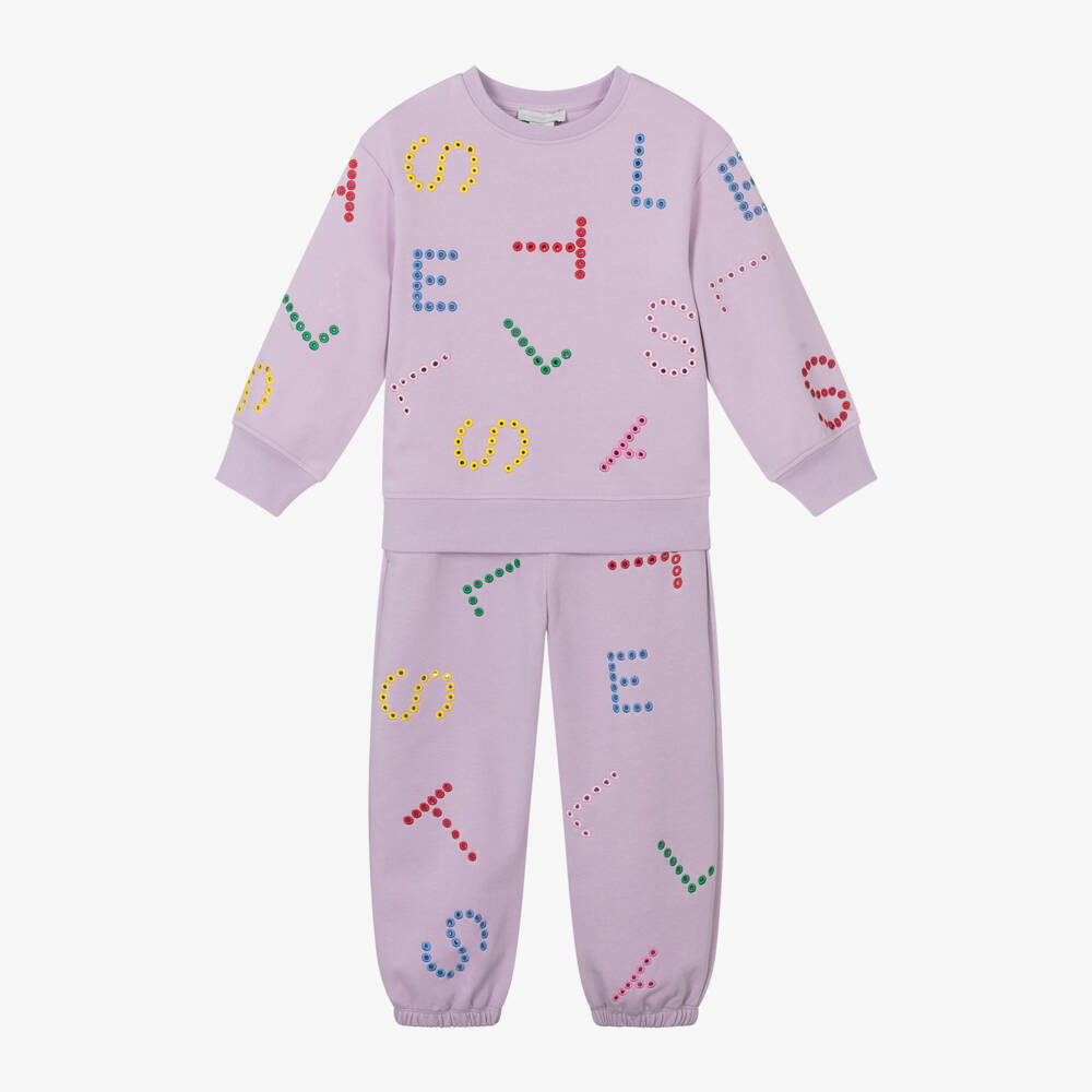 Stella McCartney Kids-Girls Lilac Cotton Tracksuit Set | Childrensalon Outlet