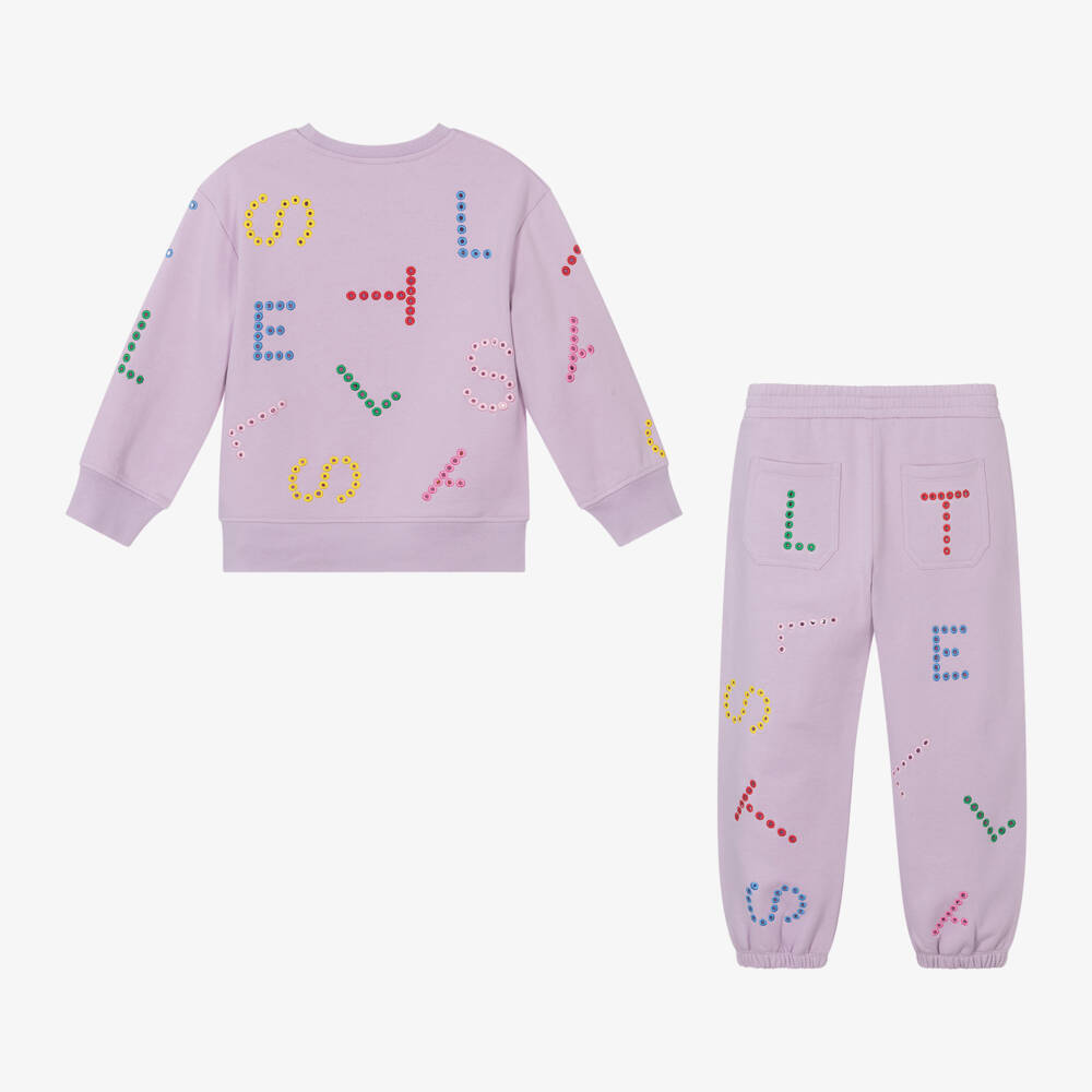 Stella McCartney Kids-Girls Lilac Cotton Tracksuit Set | Childrensalon Outlet
