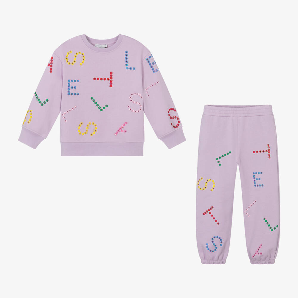 Stella McCartney Kids-Girls Lilac Cotton Tracksuit Set | Childrensalon Outlet